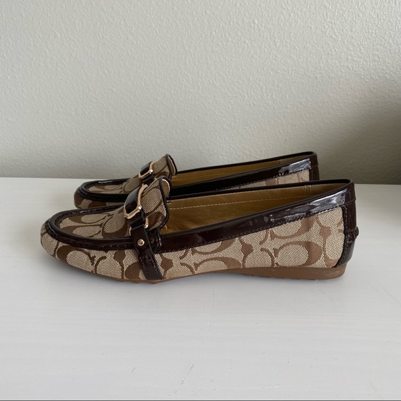 NEW Coach, Brown/Gold Signature Felisha Slip On Loafers, Size 8 - Picture 3 of 8